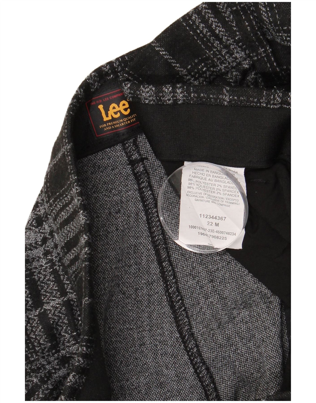 LEE lige chinosbukser til kvinder US 22 3XL W42 L30 sort ternet polyester