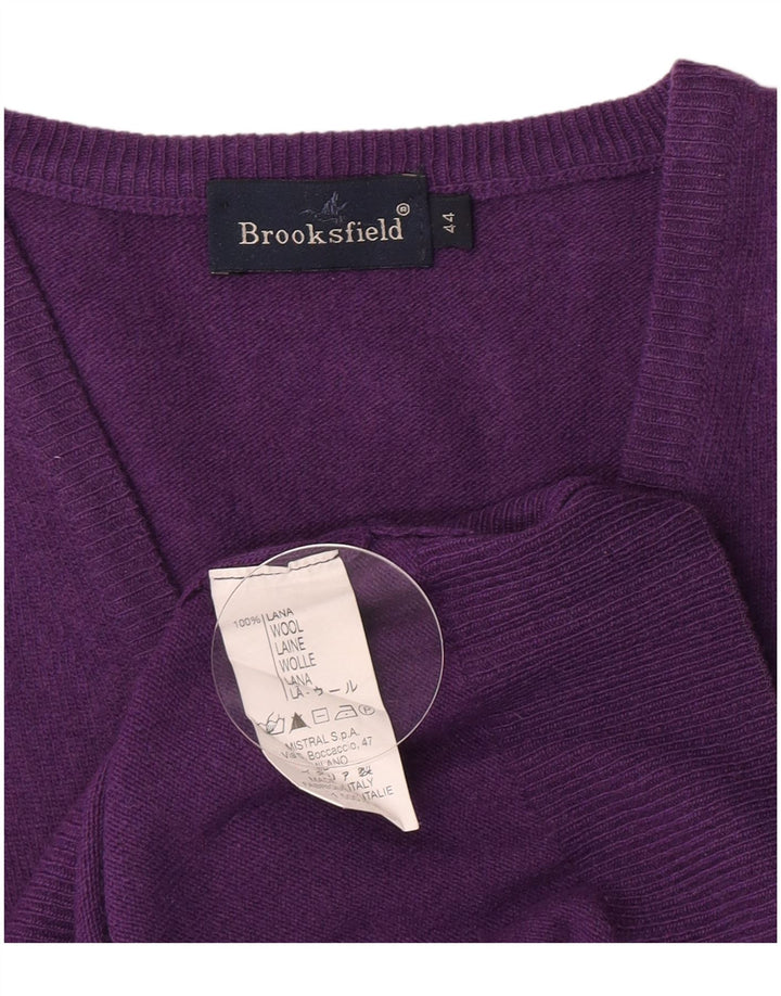 Brooksfield Dame V-hals sweater IT 44 Medium Lilla Uld