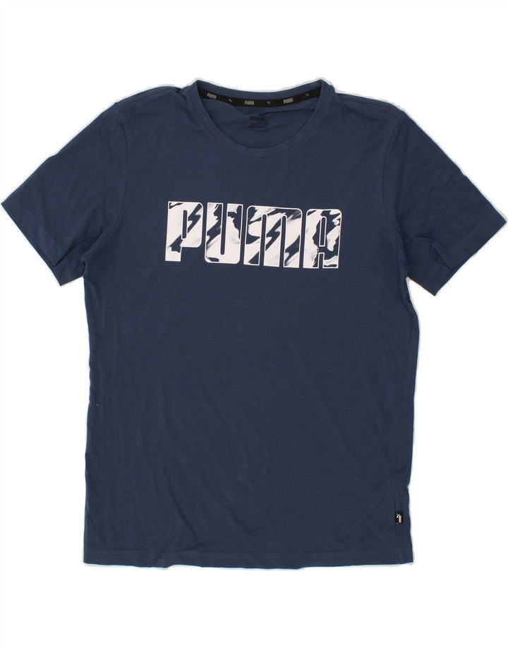 PUMA Mens Graphic T-Shirt Top Small Navy Blue Cotton Vintage Puma and Second-Hand Puma from Messina Hembry 