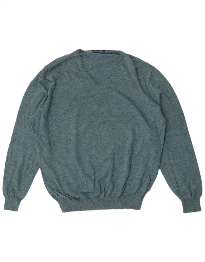 Massimo Dutti Herre V-hals sweater Stor Blå Bomuld