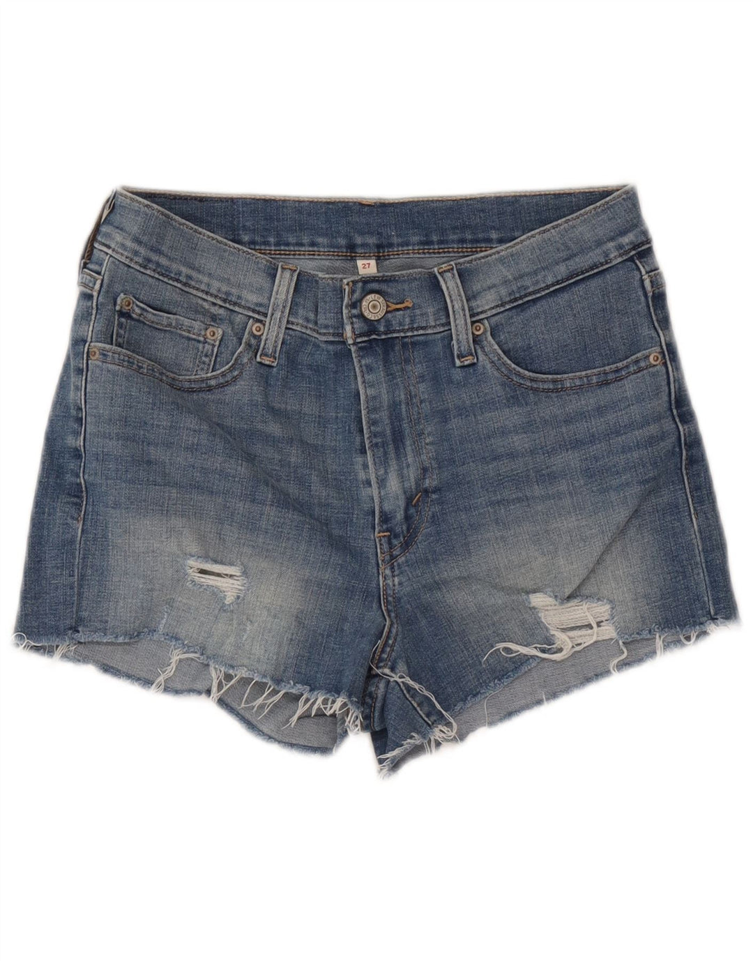 Levi's Distressed denimshorts til kvinder W27 Små blå bomuld