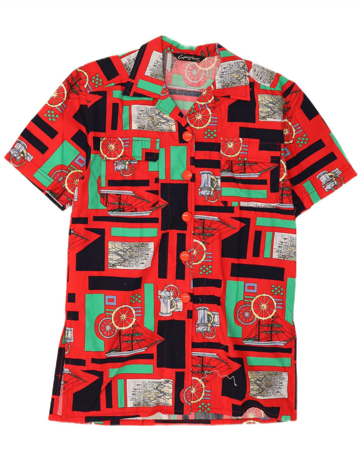 Confezioni Di Lusso Kvinders grafisk skjortekjole UK 12 Medium Rød Patchwork