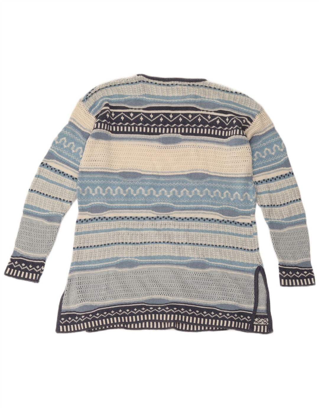 Vintage Dame Boat Neck Jumper Sweater UK 12 Medium Flerfarvet Stribet