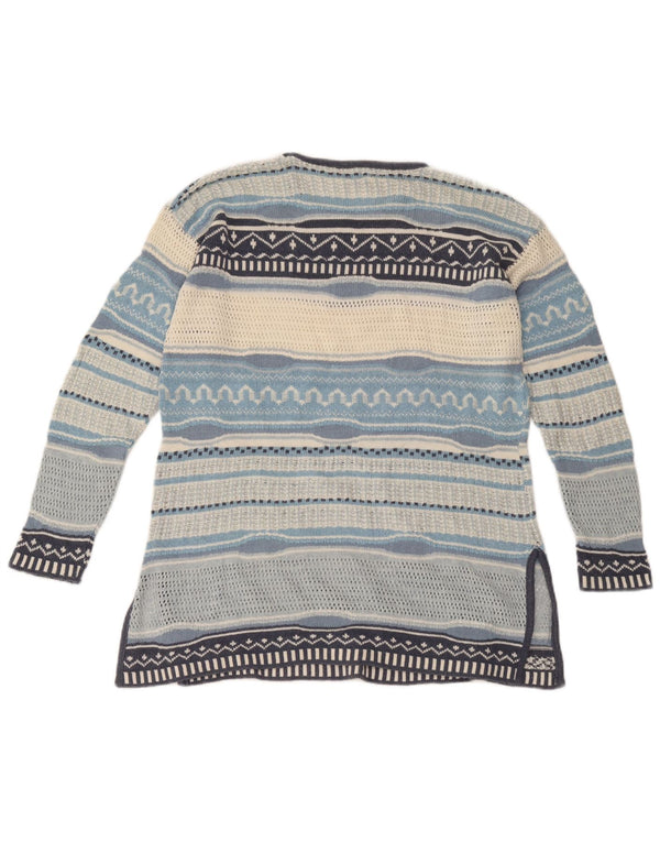 Vintage Dame Boat Neck Jumper Sweater UK 12 Medium Flerfarvet Stribet