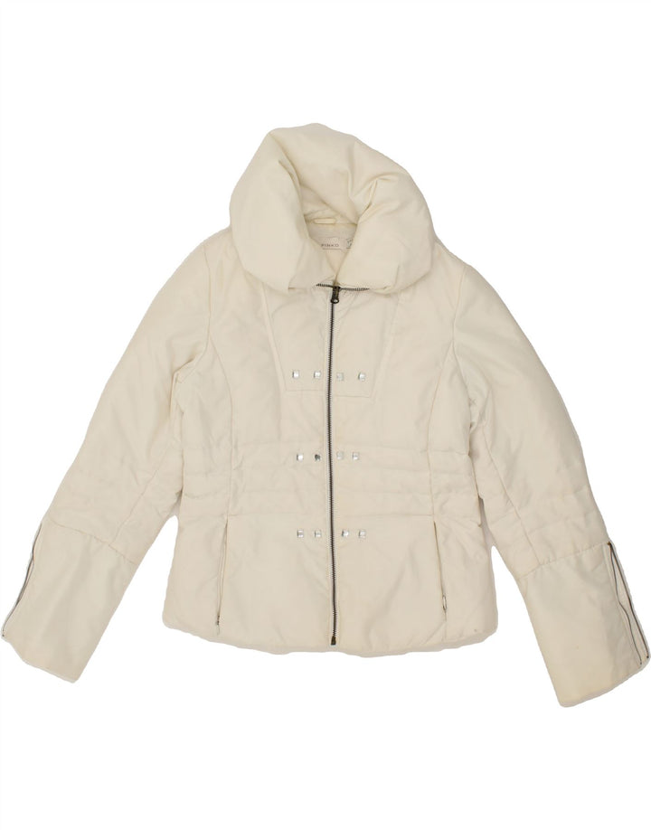 PINKO Womens Padded Jacket UK 8 Small Off White Polyamide Vintage Pinko and Second-Hand Pinko from Messina Hembry 