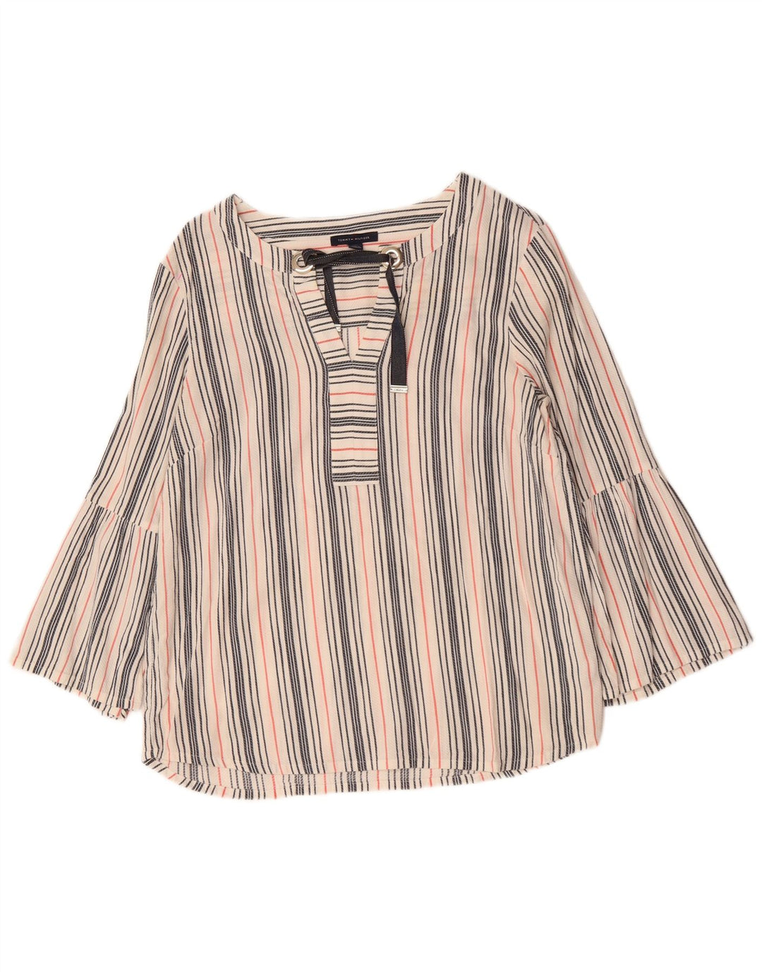 TOMMY HILFIGER Dame bluse Top UK 16 Stor Flerfarvet Stribet