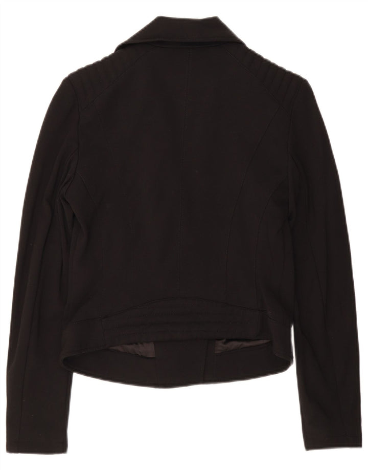 Guess Womens Crop Blazerjakke med fuld lynlås UK 8 Small Black Viscose