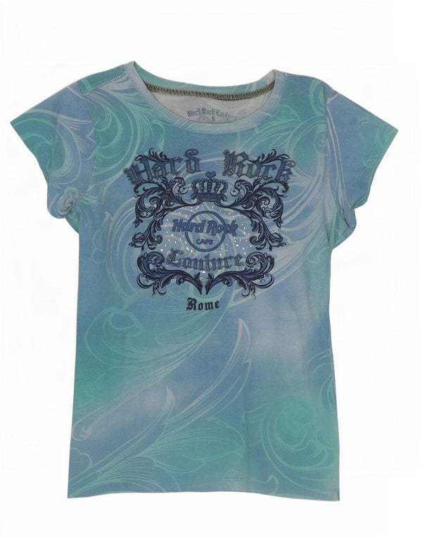 Hard Rock Cafe Dame Rom Grafisk T-Shirt Top UK 8 Small Multicolored