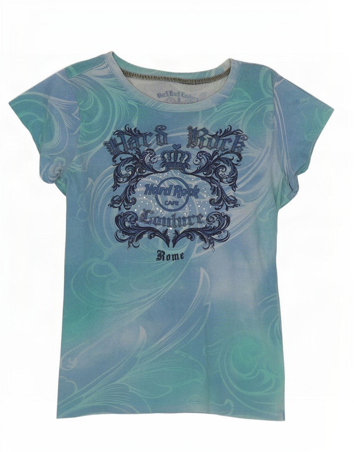 Hard Rock Cafe Dame Rom Grafisk T-Shirt Top UK 8 Small Multicolored