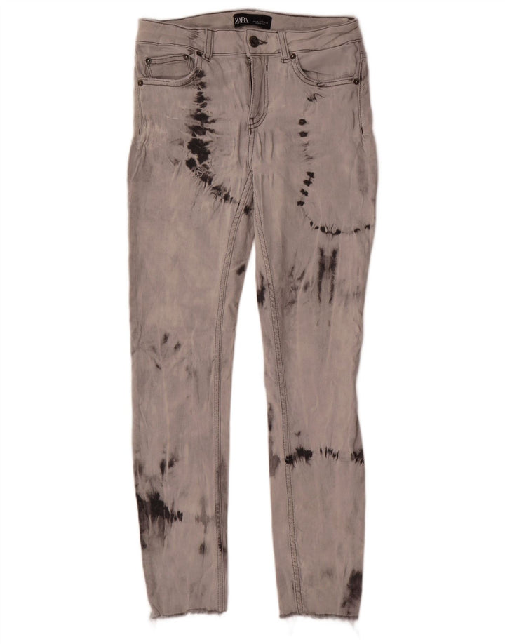 Zara Dame Slim Jeans EU 38 Small W28 L27 Grey Tie Dye