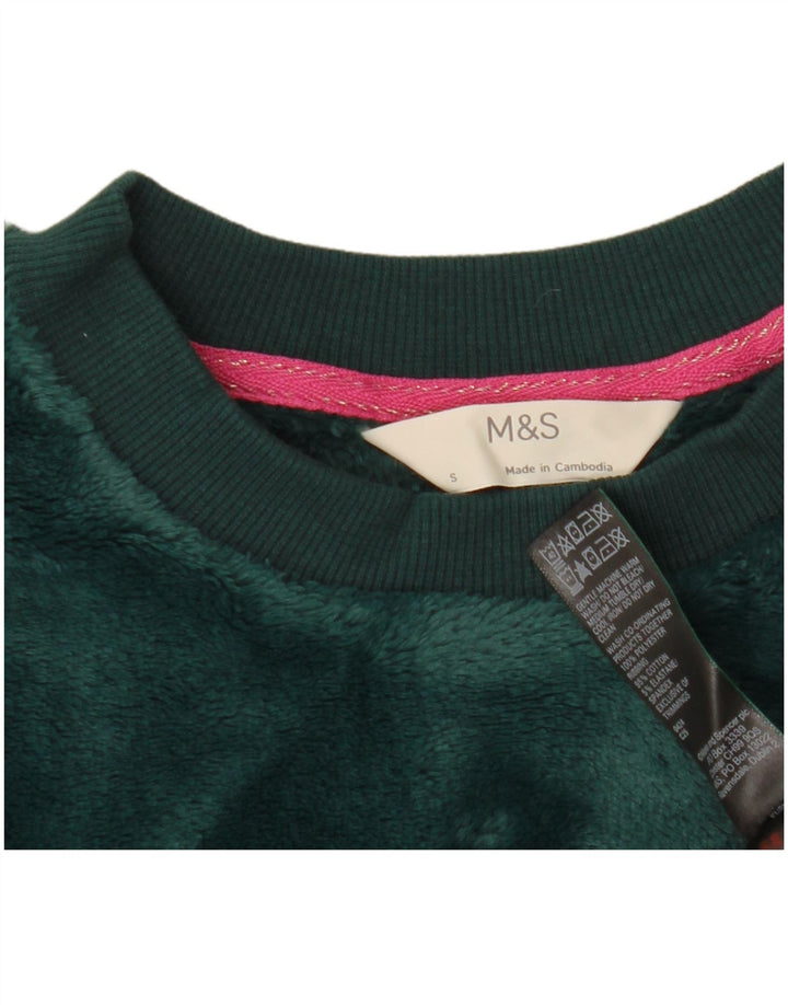 Marks & Spencer Dame Oversized Crop Sweatshirt Jumper UK 10 Lille Grøn