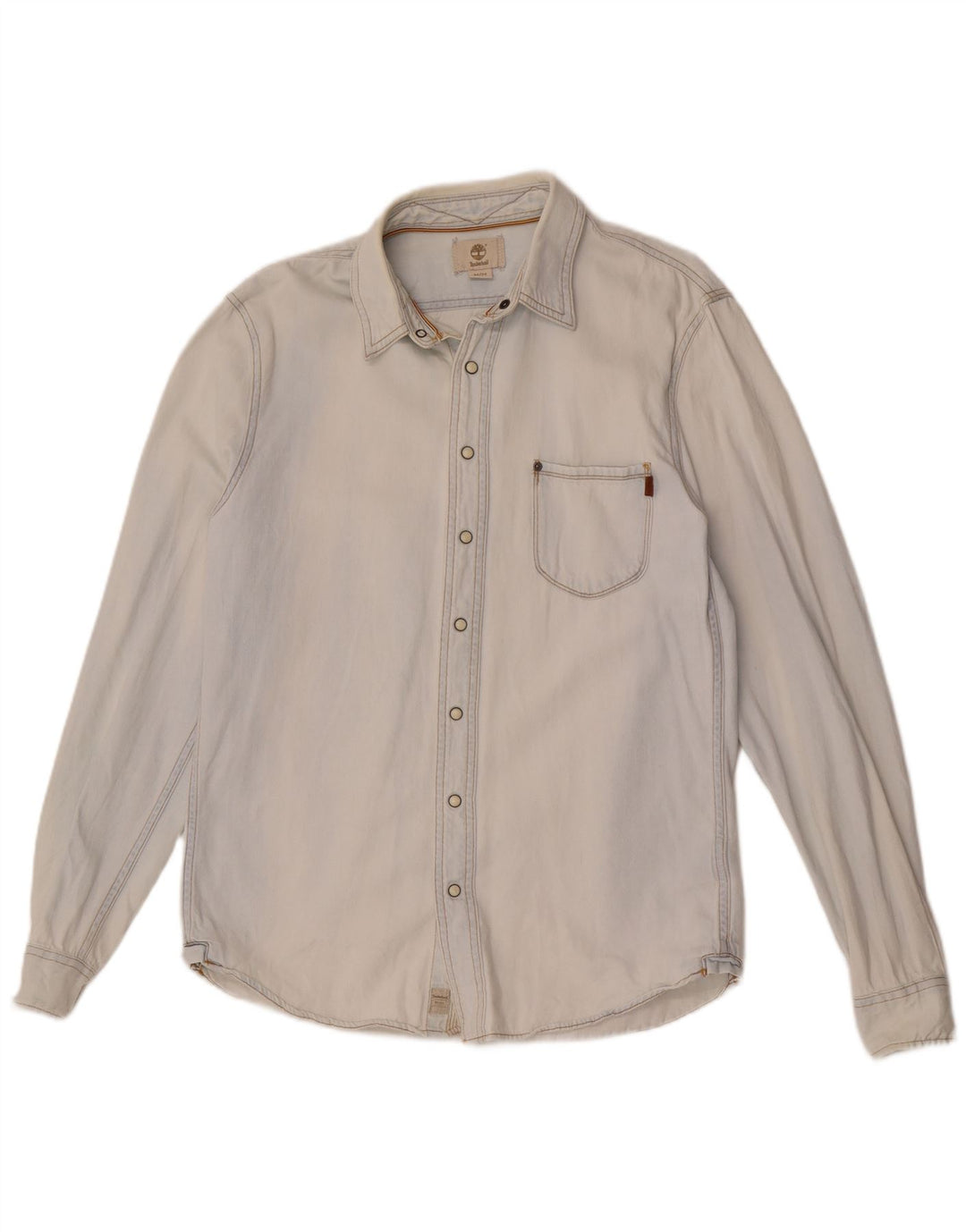 Timberland Herre Slim Fit Denim Shirt Medium Blue Bomuld