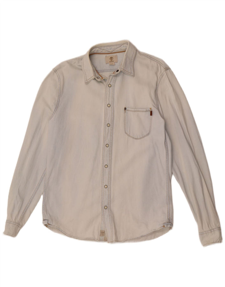 Timberland Herre Slim Fit Denim Shirt Medium Blue Bomuld
