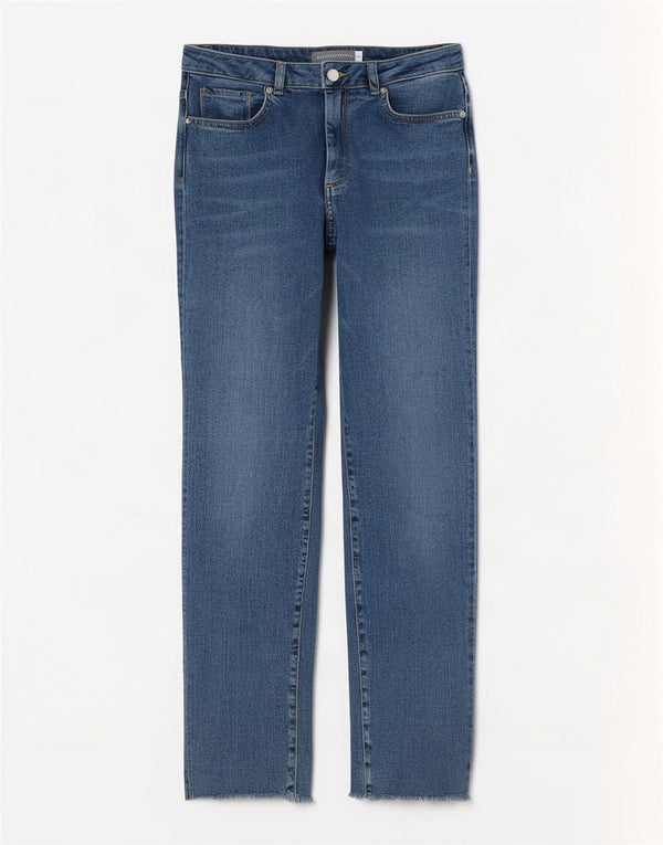 MINT FLØJEL Dame Straight Jeans UK 10 Small W27 L26 Blue Bomuld
