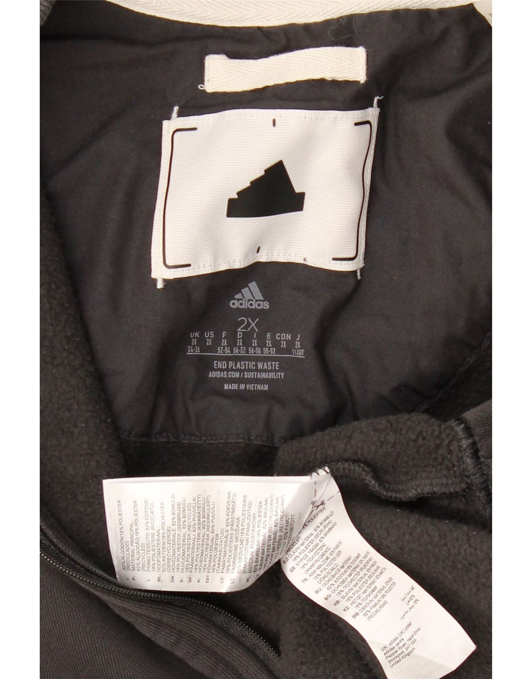 ADIDAS dame sweatshirt med lynlås i overstørrelse DK 24/26 2XL Grå