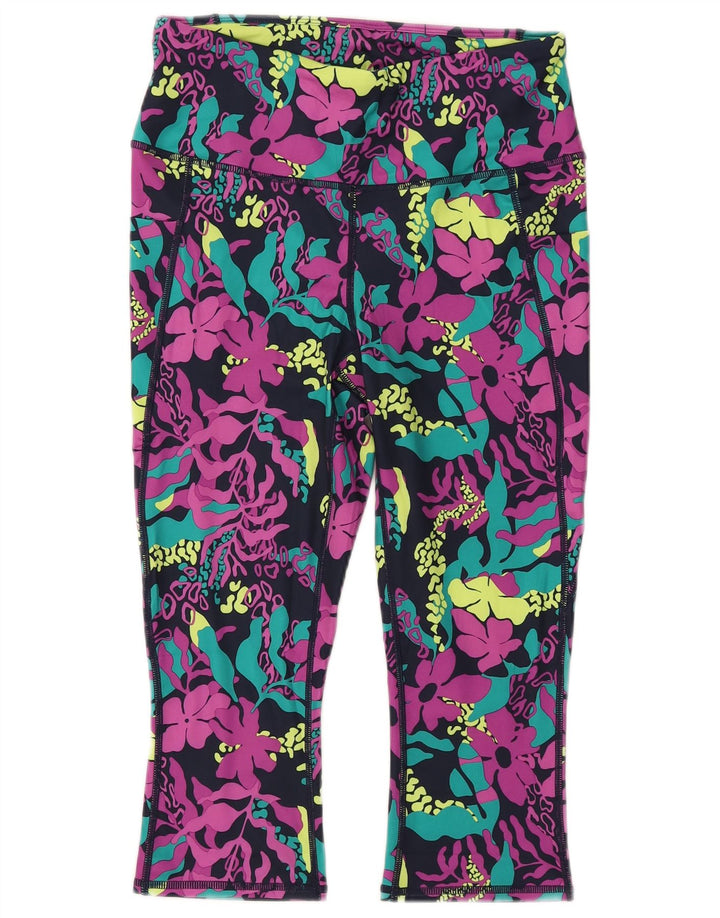 TCM Dame Capri Leggings UK 12 Medium Multicolored Floral Polyester