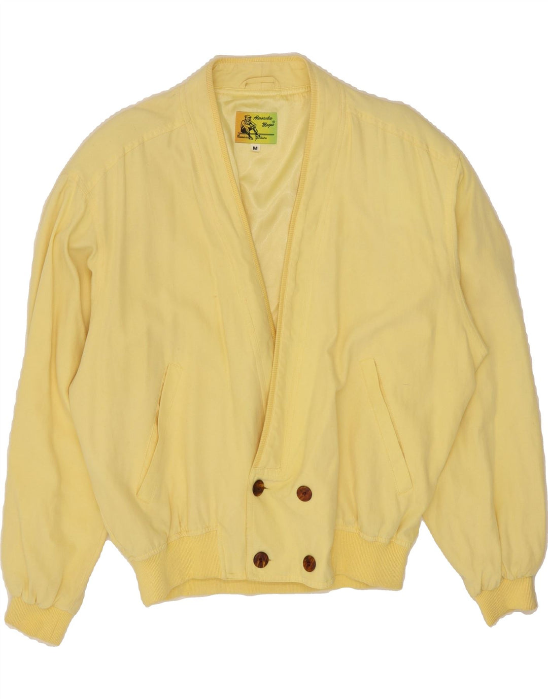 ALESSANDRO MAGNO Mens Bomber Jacket UK 38 Medium Yellow Vintage Alessandro Magno and Second-Hand Alessandro Magno from Messina Hembry 