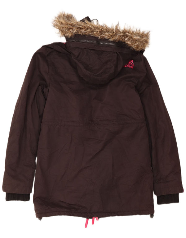 Superdry Windcheater Parkajakke med hætte til kvinder UK 14 Medium Sort