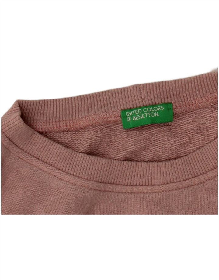 BENETTON Dame grafisk sweatshirt trøje UK 16 Large Pink