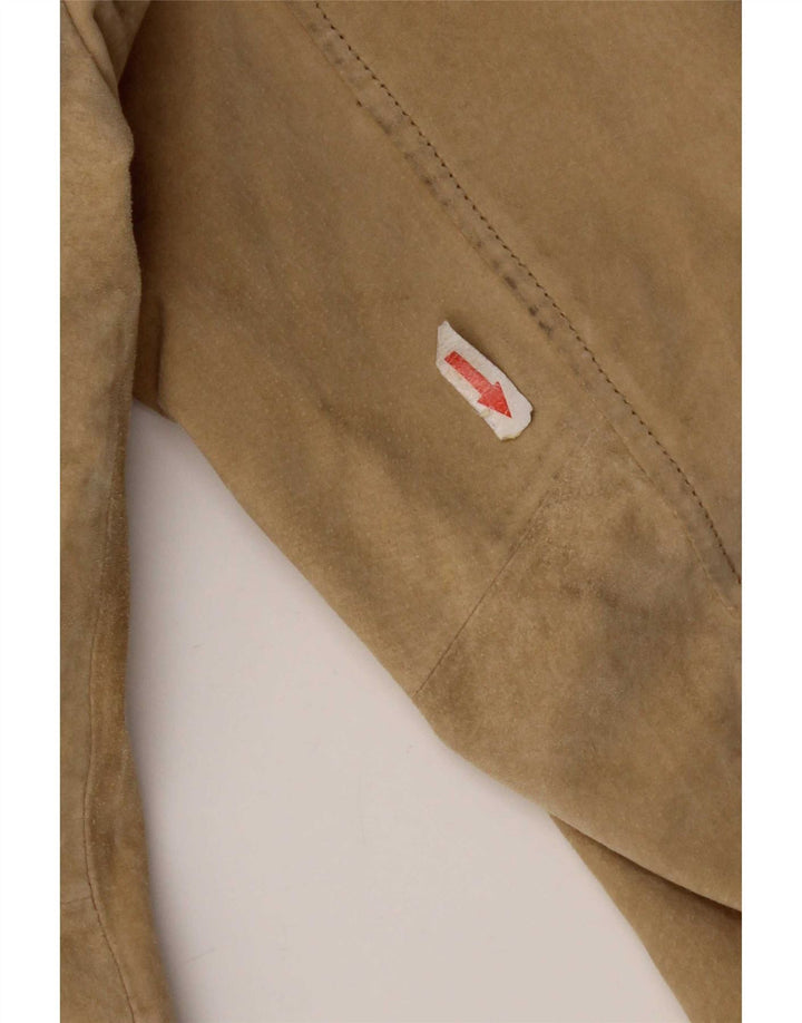I Extenso Dame 2 Knaps Ruskind Blazer Jacket UK 14 Medium Beige Læder