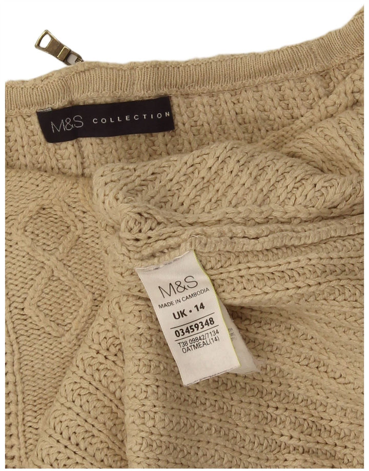 Marks & Spencer Dame Oversized Boat Neck Jumper Sweater UK 14 Large Beige