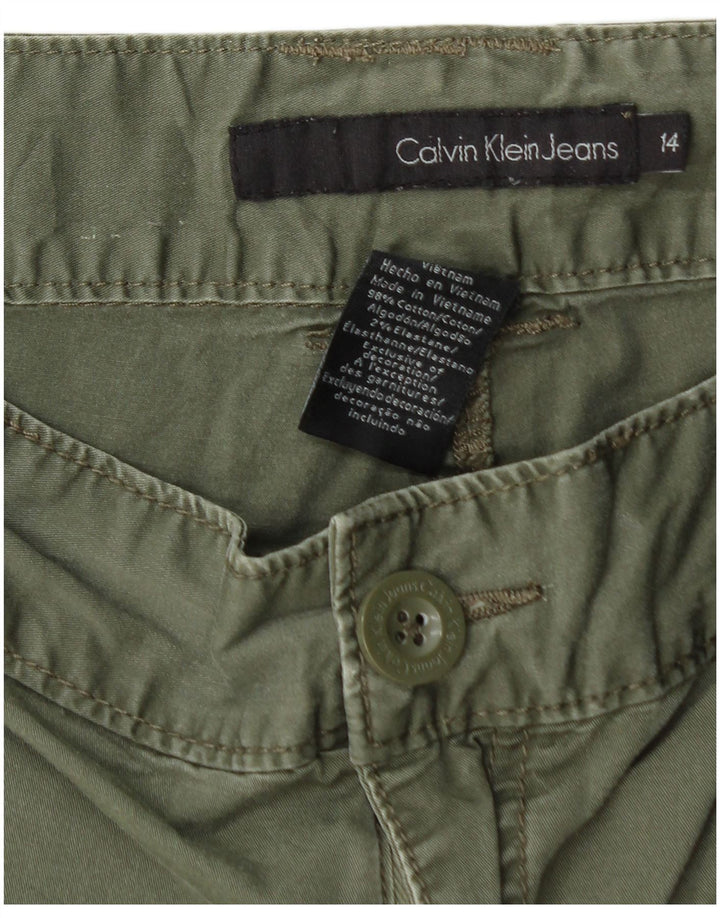 CALVIN KLEIN Kvinder Casual Shorts US 14 XL W34 Khaki Bomuld