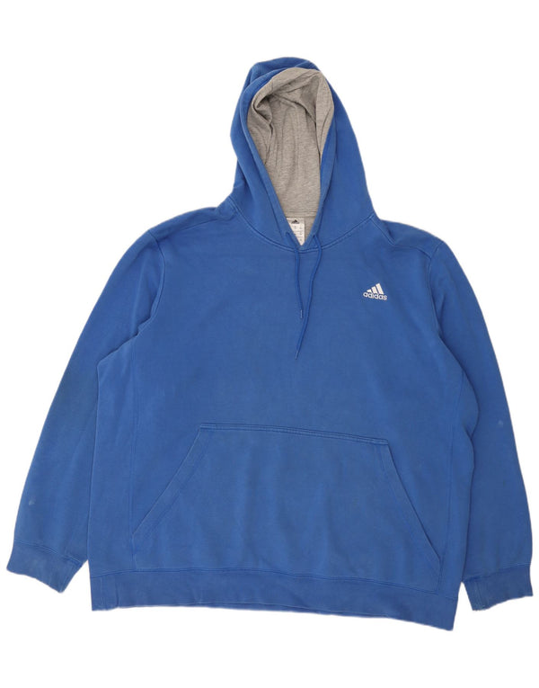 Adidas Mens Hoodie Jumper 2XL Blue Cotton