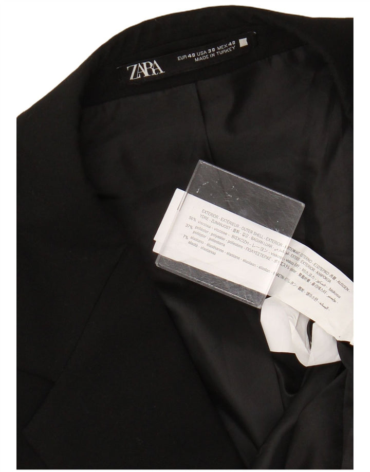Zara Herre 2-knaps blazerjakke EU 48 Medium Sort viskose