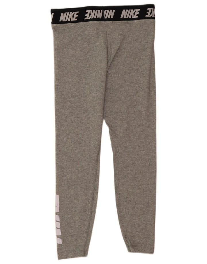 Nike Dame Grafiske Leggings UK 14 Large Grå Bomuld