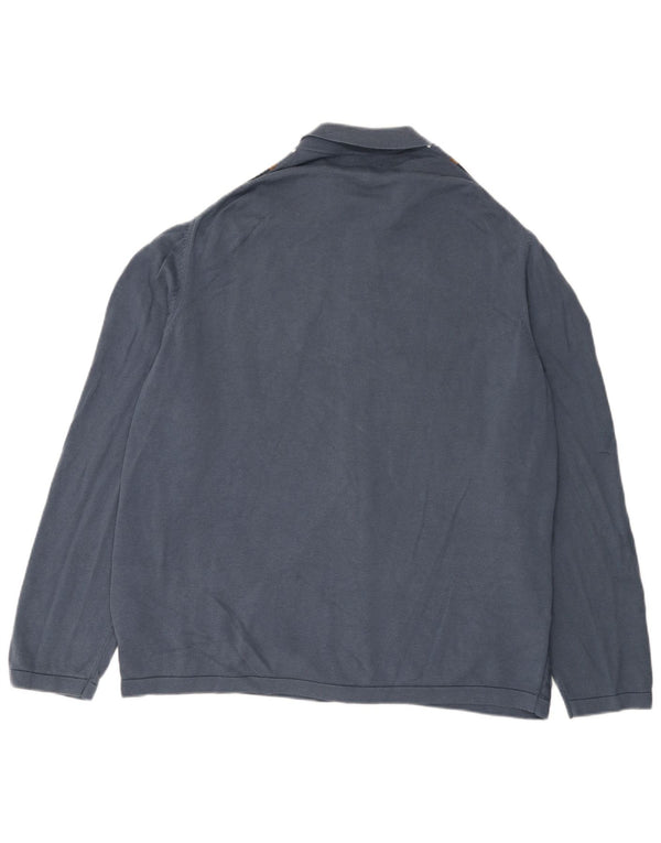 Marks & Spencer Herre cardigan sweater 2XL blå stribet bomuld
