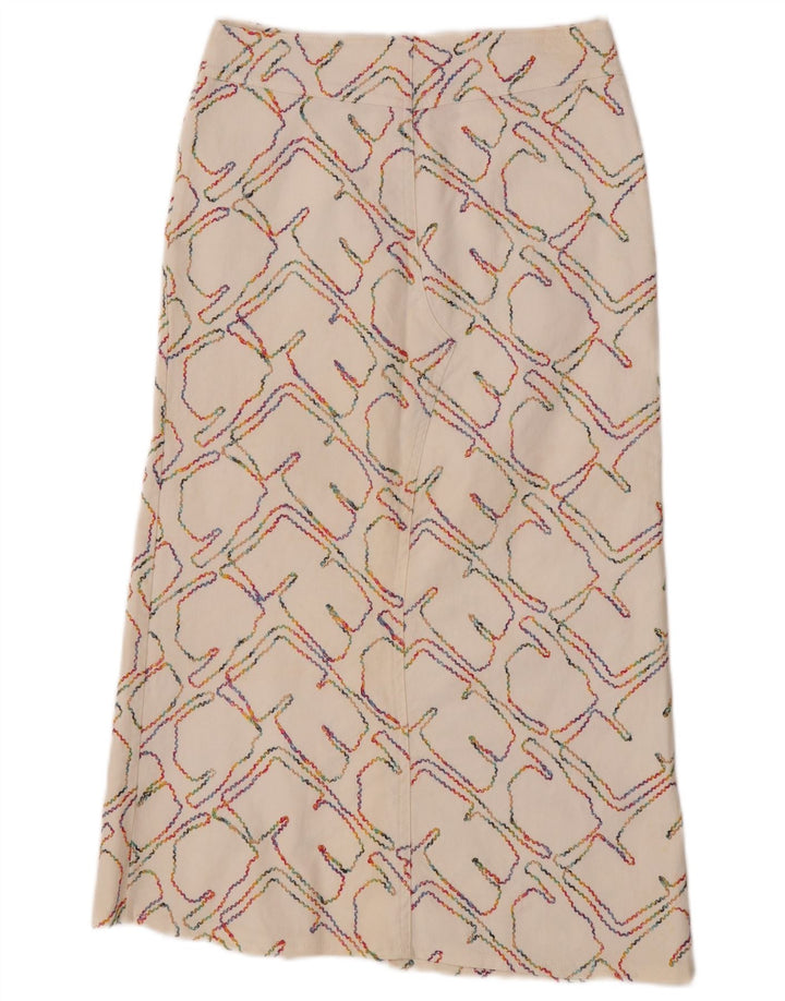 Vintage Midi-nederdel til kvinder W26 Small Off White Geometrisk