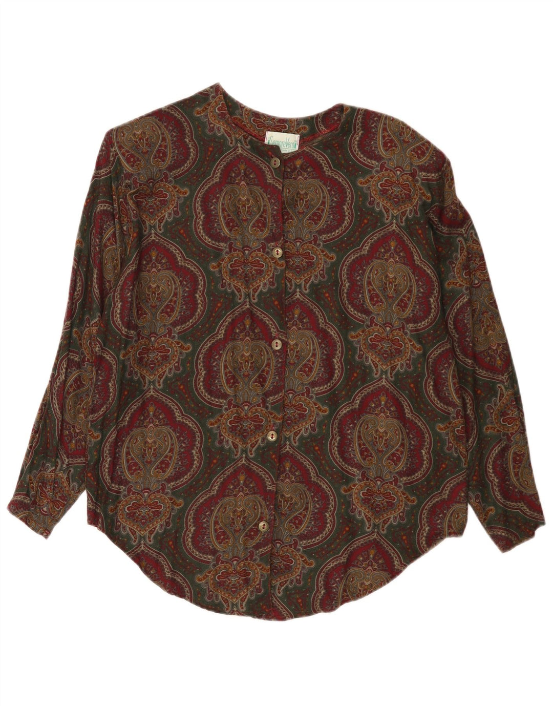 Vintage dameskjorte bluse UK 14 Medium Multicolored Paisley Viscose