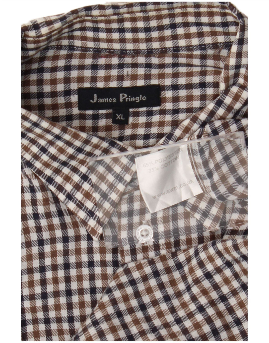James Pringle herreskjorte XL brun ternet polyester