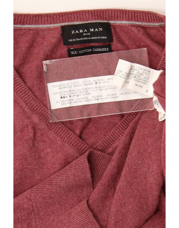 Zara Herre V-hals sweater Medium Bourgogne bomuld