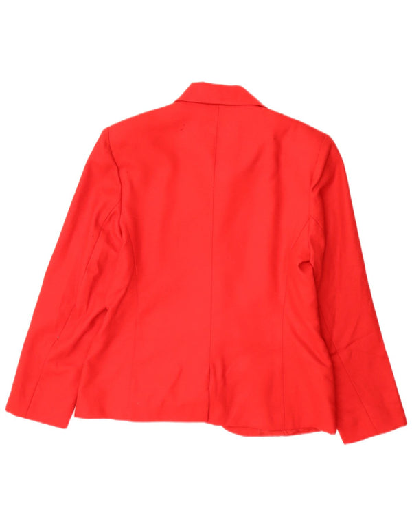 Vintage dame 5-knaps blazerjakke IT 44 Medium Rød Uld Klassisk