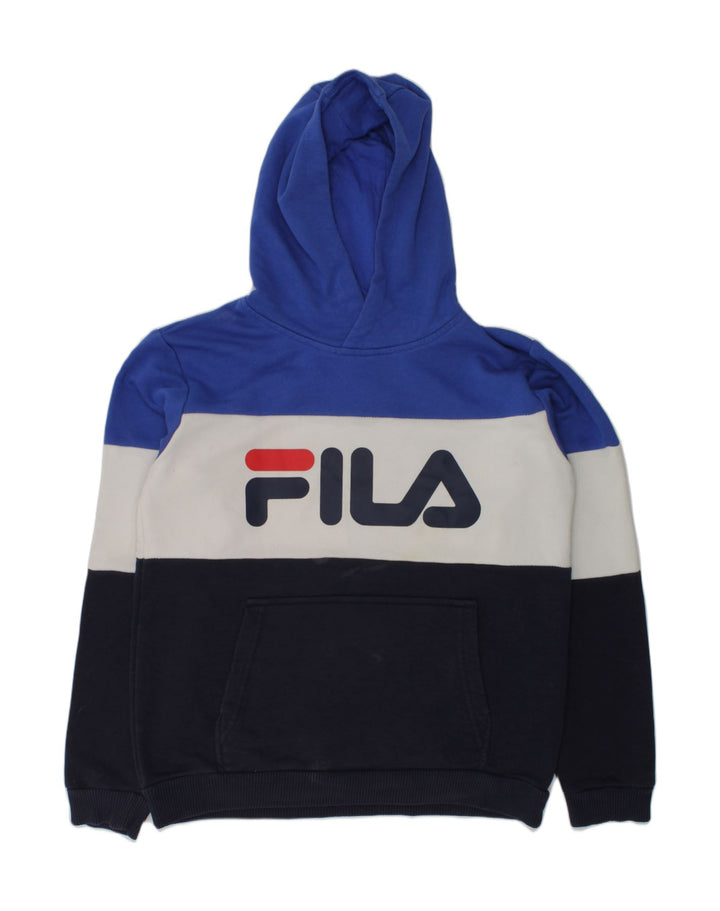 FILA Boys Graphic Hoodie Jumper 11-12 Years Black Colourblock Cotton | Vintage Fila | Thrift | Second-Hand Fila | Used Clothing | Messina Hembry 
