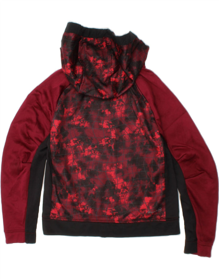RUSSELL ATHLETIC Boys Hoodie Jumper 7-8 Years Medium  Maroon Colourblock Vintage Russell Athletic and Second-Hand Russell Athletic from Messina Hembry 