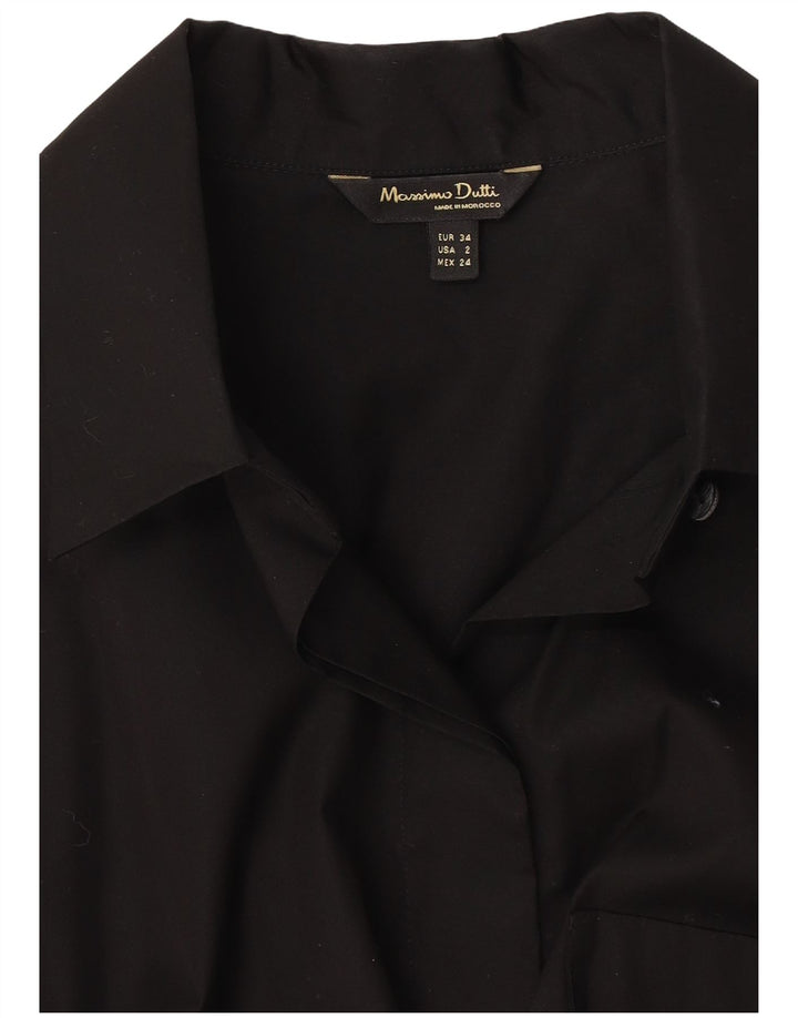 Massimo Dutti Dame Kortærmet Oversized Skjorte EU 34 2XS Sort