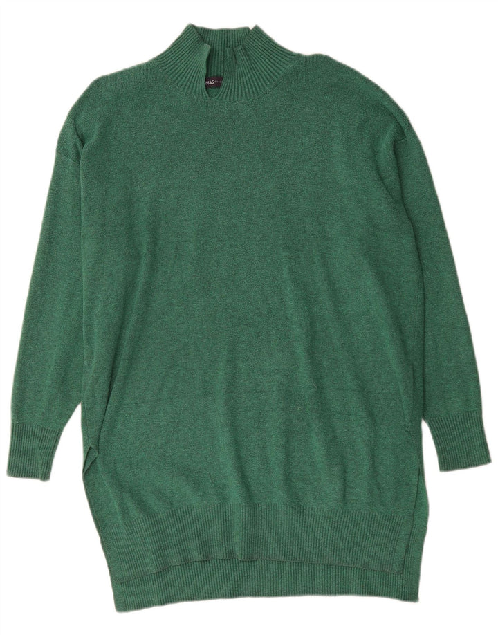 Marks & Spencer Dame Oversized Jumper Kjole UK 16 Large Green Viscose