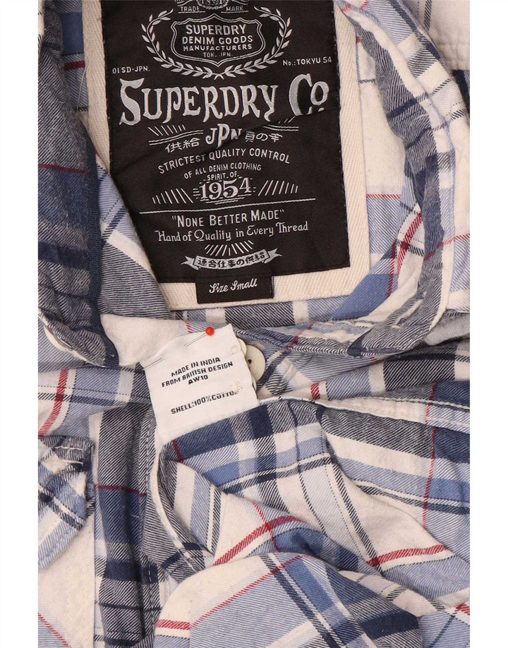 Superdry Flanelskjorte til mænd, lille blå plaid bomuld