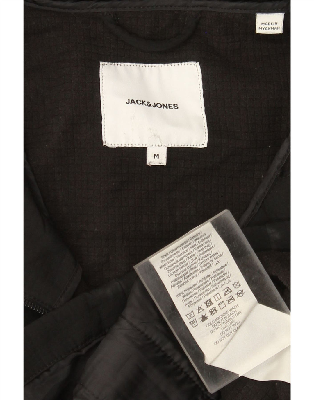 Jack & Jones Windbreaker-jakke med hætte til mænd UK 38 Medium Sort Polyester
