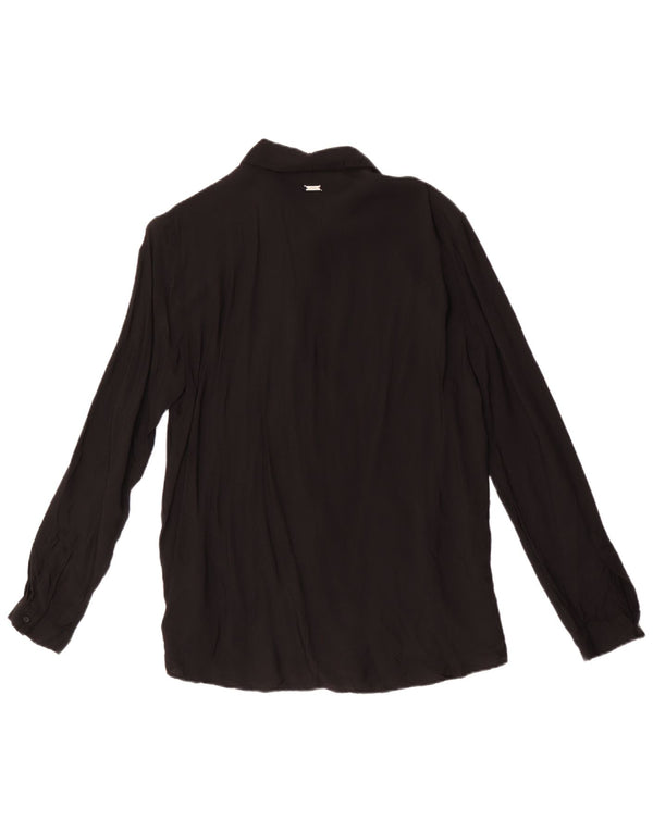 Armani Exchange Womens Shirt Bluse UK 14 Large Black Viscose