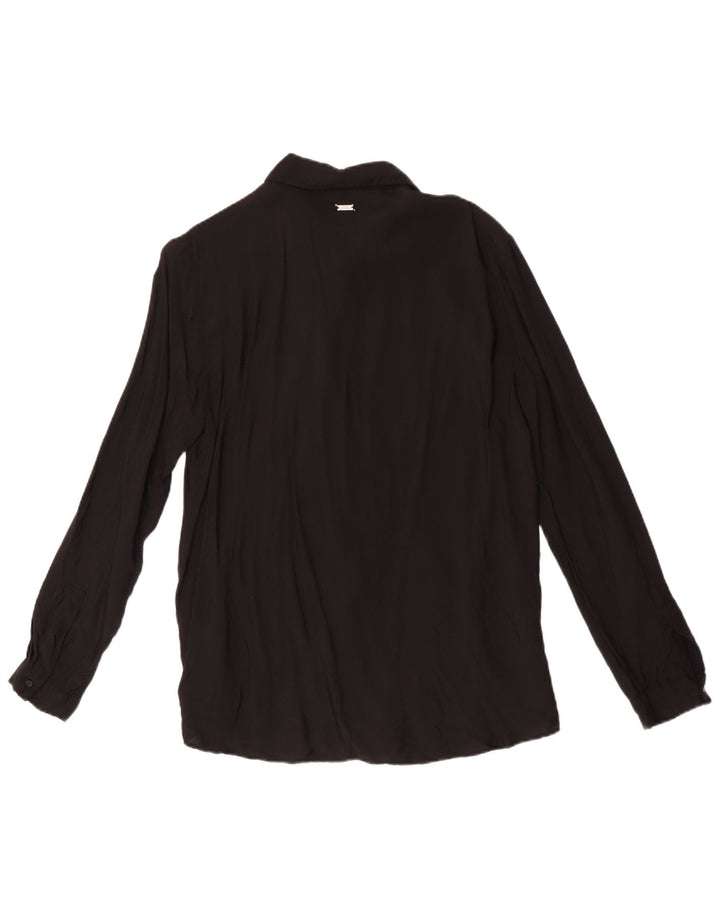 Armani Exchange Womens Shirt Bluse UK 14 Large Black Viscose