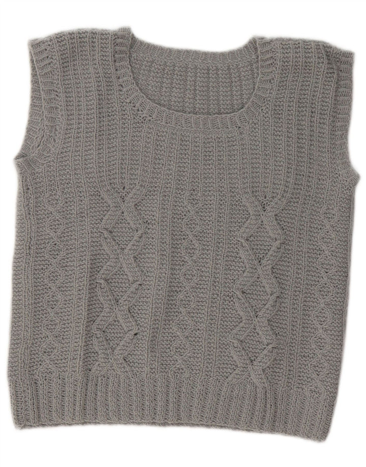 Vintage Dame Vest Tank Top UK 14 Medium Grey