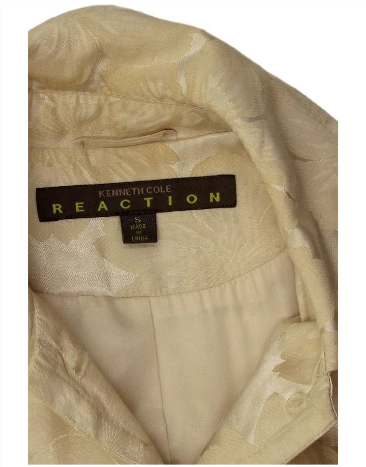 Kenneth Cole Dame Overfrakke UK 10 Small Beige Floral Bomuld