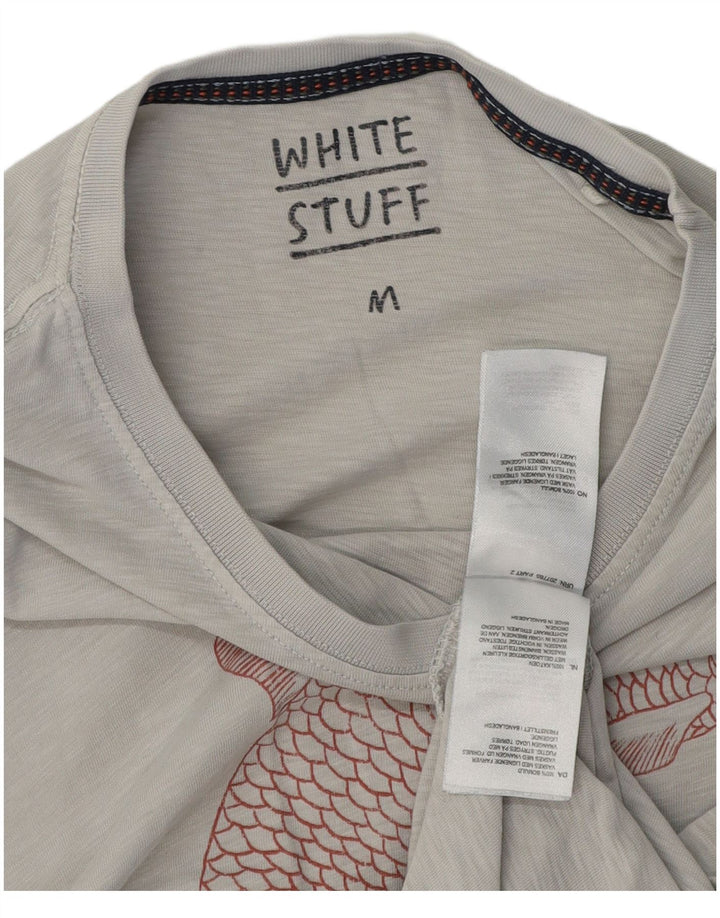 White Stuff Herre grafisk T-shirt Top mellemgrå bomuld