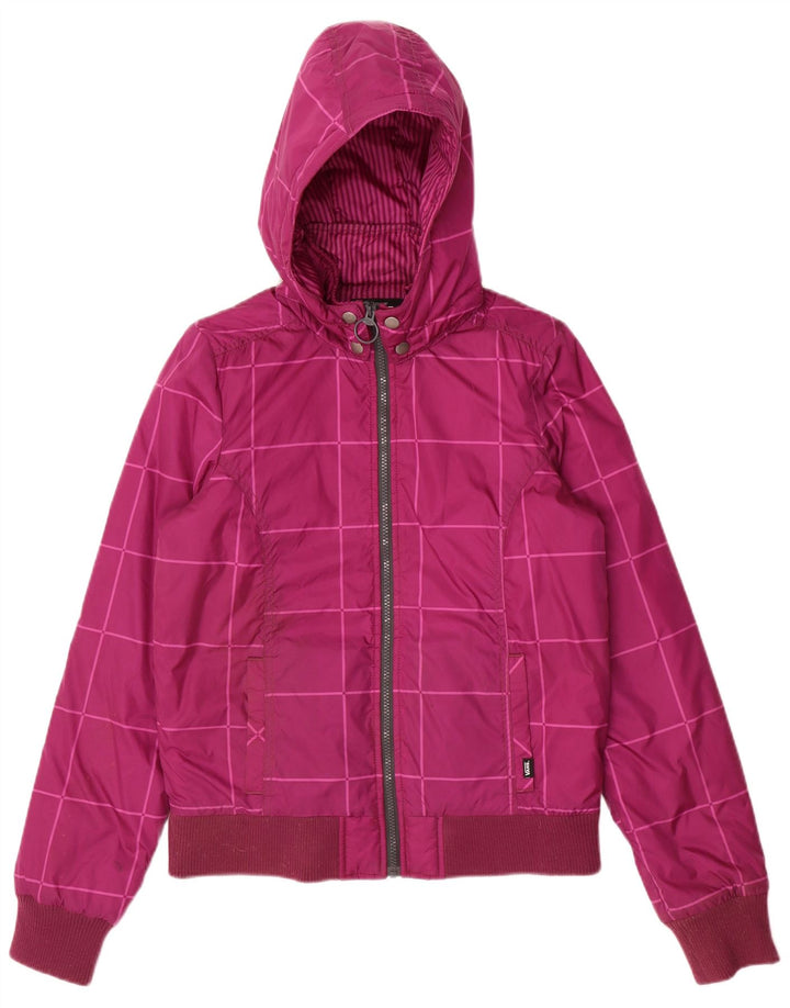 Vans Dame Hooded Bomber Jacket UK 14 Medium Purple Check Nylon