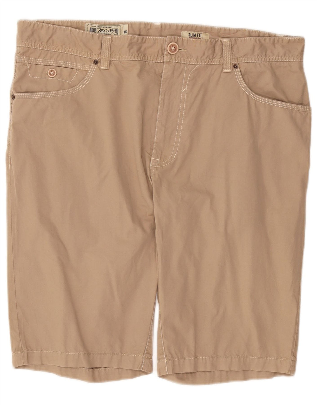 Marlboro Classics Herre Slim Fit Casual Shorts W38 XL Beige Bomuld