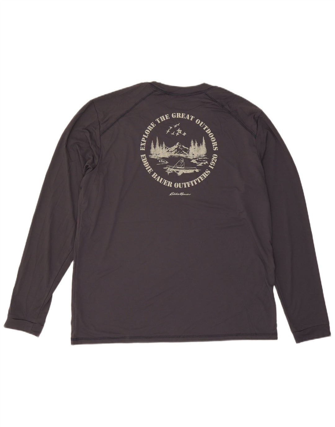 EDDIE BAUER Herre Grafisk Top Langærmet XL Grå Polyester