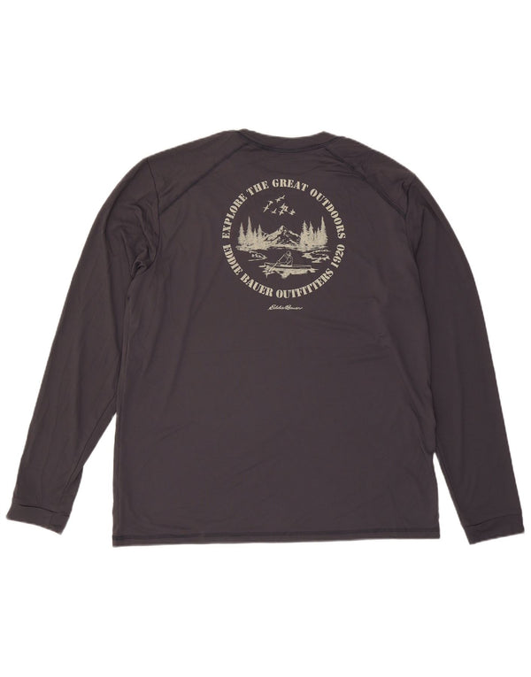 EDDIE BAUER Herre Grafisk Top Langærmet XL Grå Polyester